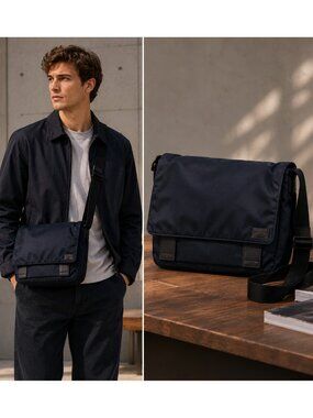 Jack Spade New York Navy Nylon Messenger Bag Crossbody Laptop Travel Work